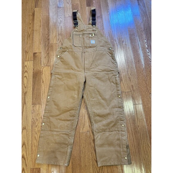 Carhartt Insulated Bibs Overalls Men’s Size 44x30 R41-BRN Good Working Condition - Picture 1 of 6